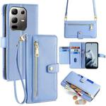 For Infinix Note 50x 5G Sheep Texture Cross-body Zipper Wallet Leather Phone Case(Blue)