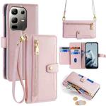 For Infinix Note 50x 5G Sheep Texture Cross-body Zipper Wallet Leather Phone Case(Pink)