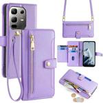 For Infinix Note 50x 5G Sheep Texture Cross-body Zipper Wallet Leather Phone Case(Purple)