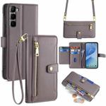 For Infinix Hot 60 Pro 4G Sheep Texture Cross-body Zipper Wallet Leather Phone Case(Grey)