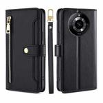 For Realme 11 5G Sheep Texture Cross-body Zipper Wallet Leather Phone Case(Black)