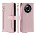 For Realme 11 5G Sheep Texture Cross-body Zipper Wallet Leather Phone Case(Pink)