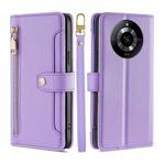 For Realme 11 5G Sheep Texture Cross-body Zipper Wallet Leather Phone Case(Purple)