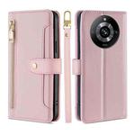 For Realme 11 Pro / 11 Pro+ 5G Sheep Texture Cross-body Zipper Wallet Leather Phone Case(Pink)