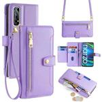 For Realme 7 / Narzo 20 Pro Sheep Texture Cross-body Zipper Wallet Leather Phone Case(Purple)