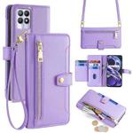 For Realme 8i Sheep Texture Cross-body Zipper Wallet Leather Phone Case(Purple)
