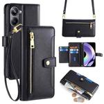 For Realme 10 Pro 5G Sheep Texture Cross-body Zipper Wallet Leather Phone Case(Black)