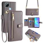 For Realme C12 / Narzo 20 Sheep Texture Cross-body Zipper Wallet Leather Phone Case(Grey)