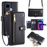 For Realme C21Y Sheep Texture Cross-body Zipper Wallet Leather Phone Case(Black)
