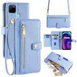 For Realme C21Y Sheep Texture Cross-body Zipper Wallet Leather Phone Case(Blue)