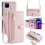 For Realme C21Y Sheep Texture Cross-body Zipper Wallet Leather Phone Case(Pink)