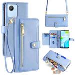 For Realme C30 4G / Narzo 50i Prime Sheep Texture Cross-body Zipper Wallet Leather Phone Case(Blue)