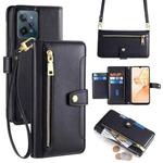 For Realme C31 Sheep Texture Cross-body Zipper Wallet Leather Phone Case(Black)