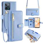 For Realme C31 Sheep Texture Cross-body Zipper Wallet Leather Phone Case(Blue)