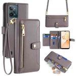 For Realme C31 Sheep Texture Cross-body Zipper Wallet Leather Phone Case(Grey)