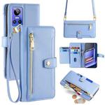 For Realme GT Neo 3 Sheep Texture Cross-body Zipper Wallet Leather Phone Case(Blue)