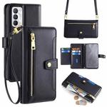For Realme GT Master Lite Sheep Texture Cross-body Zipper Wallet Leather Phone Case(Black)