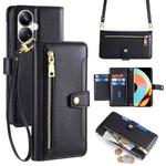 For Realme 10 Pro+ 5G Sheep Texture Cross-body Zipper Wallet Leather Phone Case(Black)