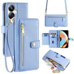 For Realme 10 Pro+ 5G Sheep Texture Cross-body Zipper Wallet Leather Phone Case(Blue)