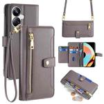 For Realme 10 Pro+ 5G Sheep Texture Cross-body Zipper Wallet Leather Phone Case(Grey)