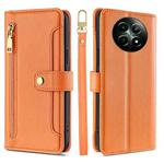 For Realme 12 5G Sheep Texture Cross-body Zipper Wallet Leather Phone Case(Orange)
