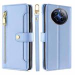 For Realme 12 Pro 5G Sheep Texture Cross-body Zipper Wallet Leather Phone Case(Blue)