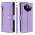For Realme 12 Pro 5G Sheep Texture Cross-body Zipper Wallet Leather Phone Case(Purple)