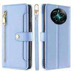 For Realme 12+ 5G Sheep Texture Cross-body Zipper Wallet Leather Phone Case(Blue)