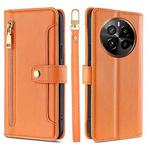 For Realme GT5 Pro 5G Sheep Texture Cross-body Zipper Wallet Leather Phone Case(Orange)