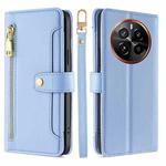 For Realme GT5 Pro 5G Sheep Texture Cross-body Zipper Wallet Leather Phone Case(Blue)