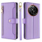 For Realme GT5 Pro 5G Sheep Texture Cross-body Zipper Wallet Leather Phone Case(Purple)