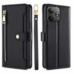 For Realme GT Neo6 SE Sheep Texture Cross-body Zipper Wallet Leather Phone Case(Black)