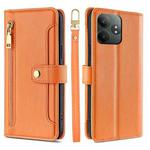 For Realme GT Neo6 SE Sheep Texture Cross-body Zipper Wallet Leather Phone Case(Orange)