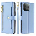 For Realme GT Neo6 SE Sheep Texture Cross-body Zipper Wallet Leather Phone Case(Blue)