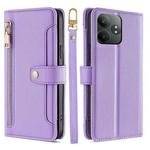 For Realme GT Neo6 SE Sheep Texture Cross-body Zipper Wallet Leather Phone Case(Purple)