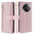 For Realme 13 Pro 5G Sheep Texture Cross-body Zipper Wallet Leather Phone Case(Pink)