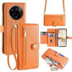 For Realme 14 Pro 5G Global Sheep Texture Cross-body Zipper Wallet Leather Phone Case(Orange)