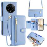 For Realme 14 Pro 5G Global Sheep Texture Cross-body Zipper Wallet Leather Phone Case(Blue)