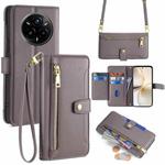For Realme 14 Pro 5G Global Sheep Texture Cross-body Zipper Wallet Leather Phone Case(Grey)