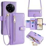 For Realme 14 Pro 5G Global Sheep Texture Cross-body Zipper Wallet Leather Phone Case(Purple)