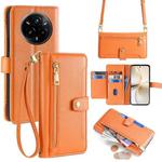 For Realme 14 Pro+ 5G Sheep Texture Cross-body Zipper Wallet Leather Phone Case(Orange)