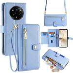 For Realme 14 Pro+ 5G Sheep Texture Cross-body Zipper Wallet Leather Phone Case(Blue)