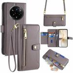 For Realme 14 Pro+ 5G Sheep Texture Cross-body Zipper Wallet Leather Phone Case(Grey)