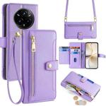 For Realme 14 Pro+ 5G Sheep Texture Cross-body Zipper Wallet Leather Phone Case(Purple)