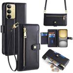 For Realme C75 4G / 14x 5G Global Sheep Texture Cross-body Zipper Wallet Leather Phone Case(Black)