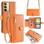 For Realme C75 4G / 14x 5G Global Sheep Texture Cross-body Zipper Wallet Leather Phone Case(Orange)