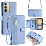 For Realme C75 4G / 14x 5G Global Sheep Texture Cross-body Zipper Wallet Leather Phone Case(Blue)