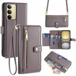 For Realme C75 4G / 14x 5G Global Sheep Texture Cross-body Zipper Wallet Leather Phone Case(Grey)