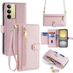 For Realme C75 4G / 14x 5G Global Sheep Texture Cross-body Zipper Wallet Leather Phone Case(Pink)