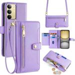 For Realme C75 4G / 14x 5G Global Sheep Texture Cross-body Zipper Wallet Leather Phone Case(Purple)
